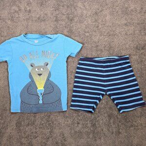 Just One You 3T Cotton Pajama Set Bear Graphic Top Striped Shorts
